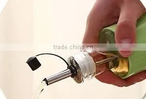Glass oil vinegar bottle with metal coat pourer 5 colors