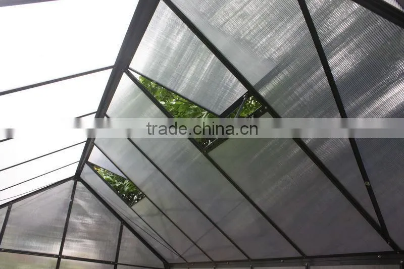Outdoor garden 4mm PC sheet aluminum frame greenhouse for rose tomato seed