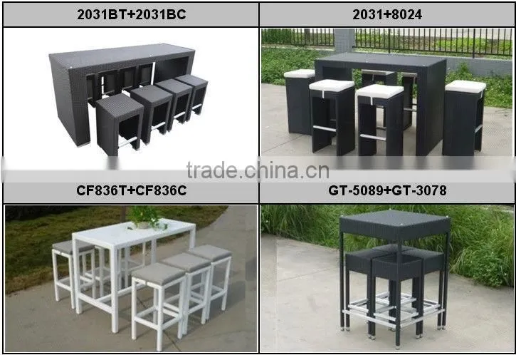2015 new style rattan bar table and stools furniture (CF783-2)