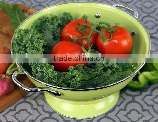 Hot Sale Green Powder Coated Kitchen Food Metal Colander