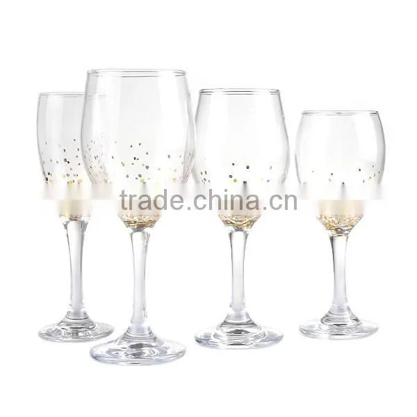 High quality wine glass and water glass set with golden decal