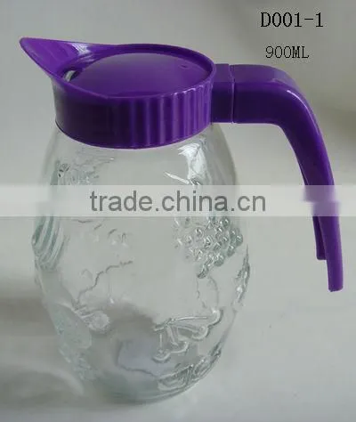 900ml glass water juice liquid jug with handle