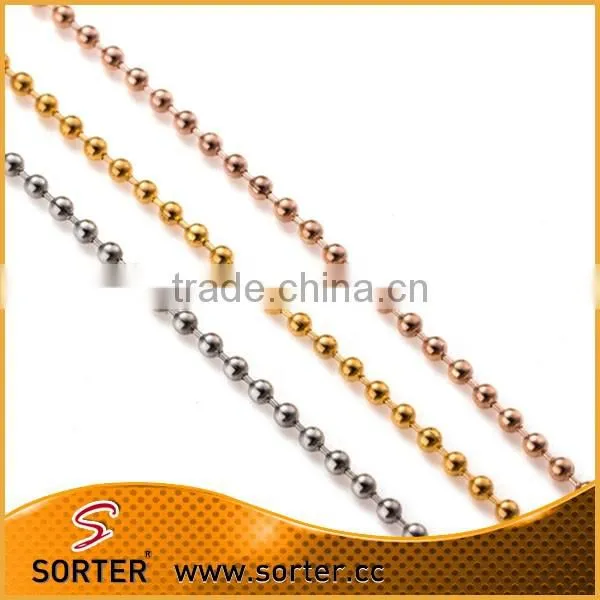 Cheap stainless steel round beads with oval bead chain for pendant