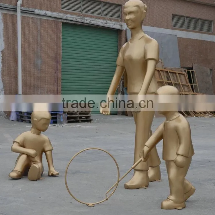 Fiberglass children play sculpture statue