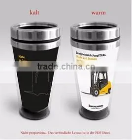 double wall color changing stainless steel 500 ml mug