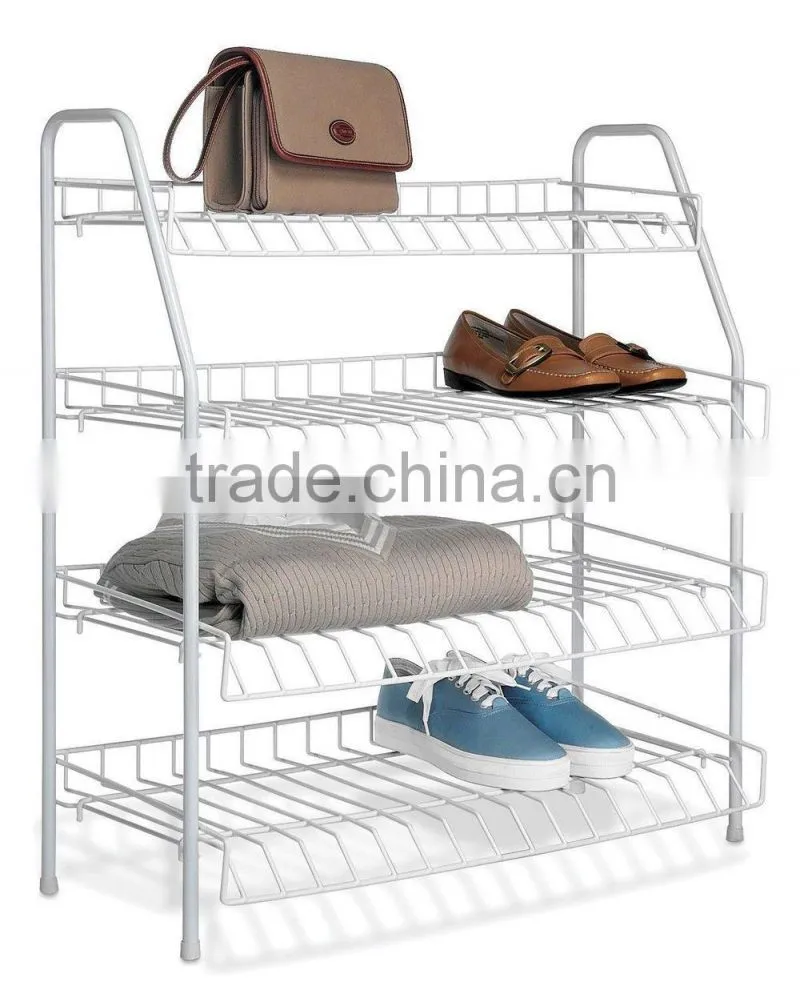 NEW Closet Shoe Storage Rack 4 Tier Metal Organizer Space Saving Standing Shelf