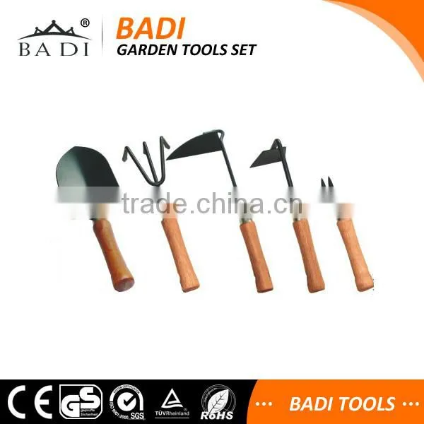 5pcs wood handl garden bonsai tool set with shovel hoe cultivator weeder