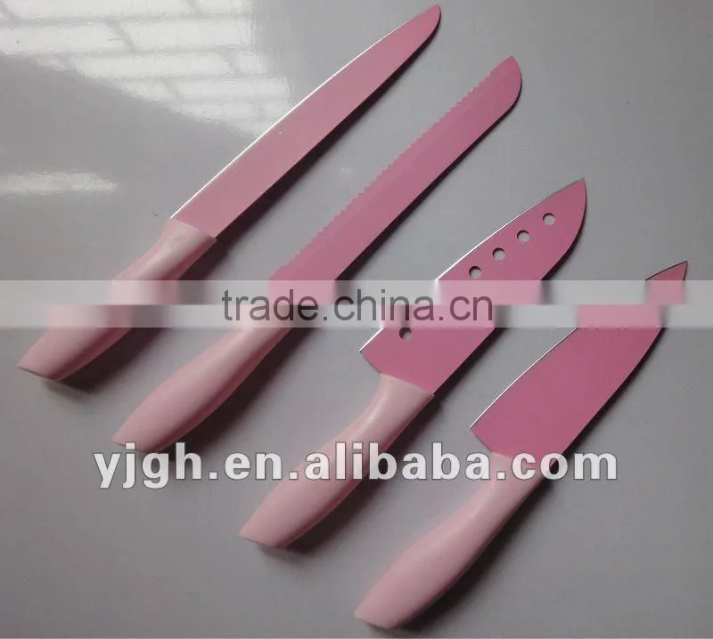 4pcs non-stick pp handle color knife set