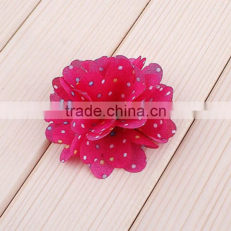 handmade fabric flower clip with dot for kids hair accessories