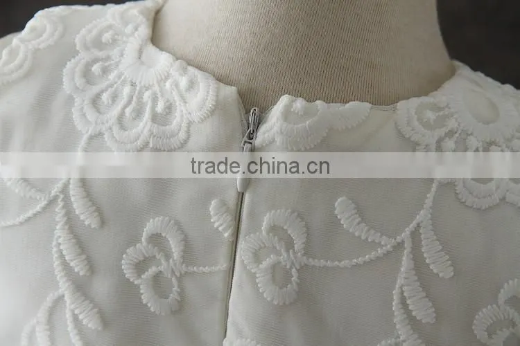 New arrival summer baby clothes White Embroidery Flower Lovely Lace Net 0-2 Years old party dress baby first Communion dresses