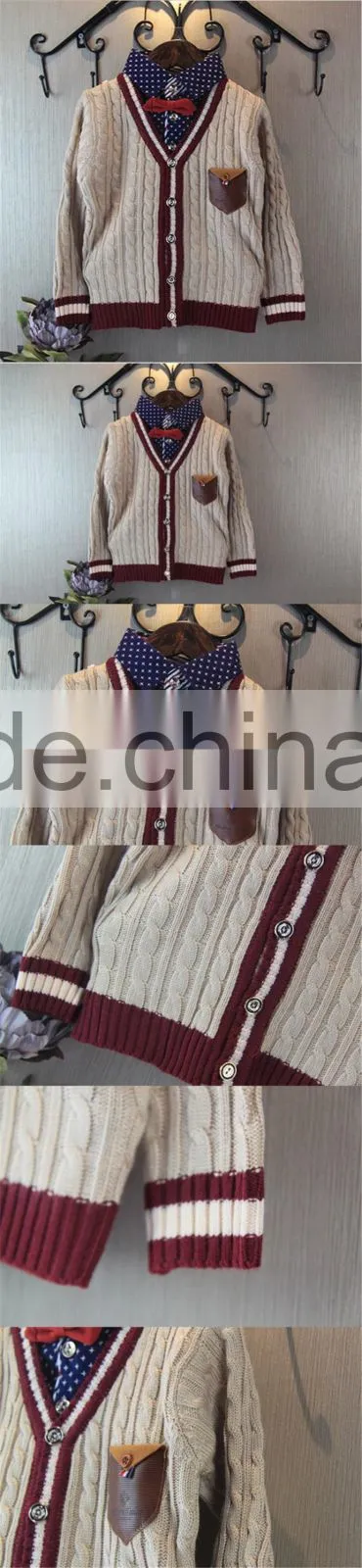 High quality cotton cardigan sweater sample design primary school uniform