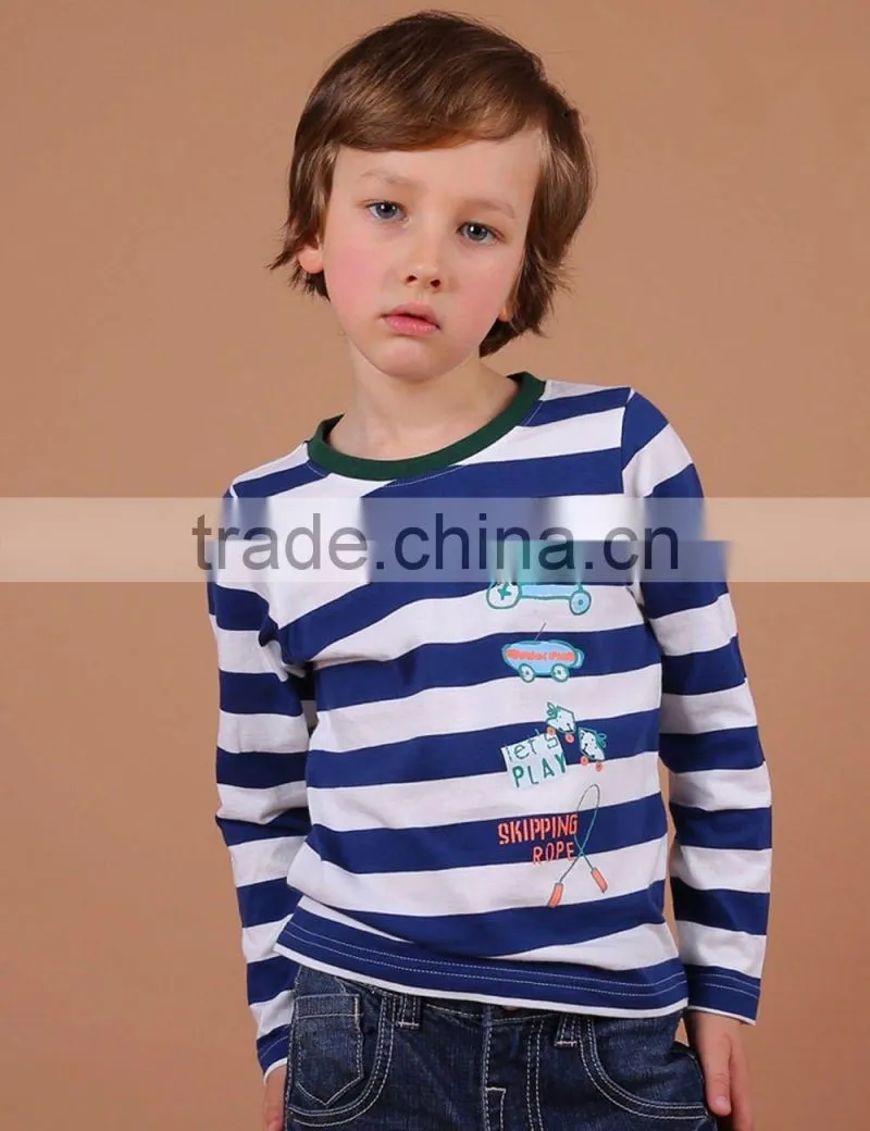 Custom kids striped sleeves t shirt wholesale