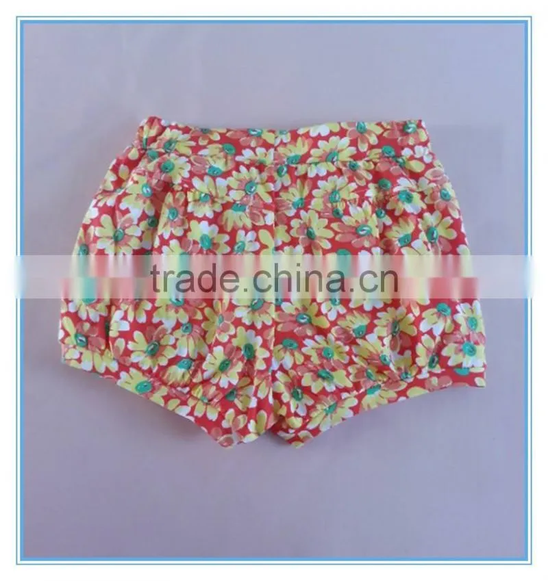 OEM factory price super comfortable 100%cotton fabric children girl's pants Stretch colorful pants flower printed pants trousers