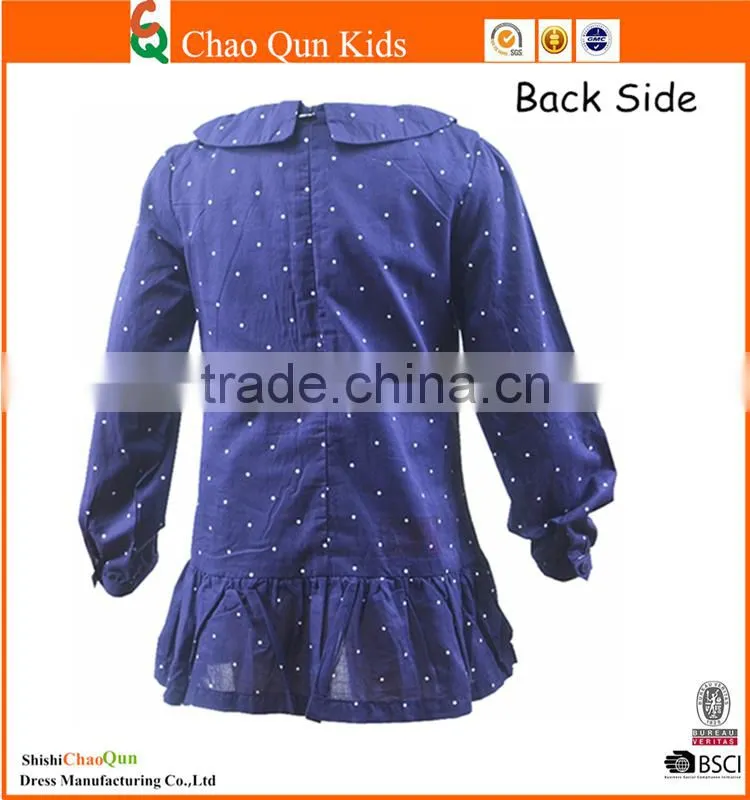 white polka dot fashion one piece girls party dresses with zip closure at back