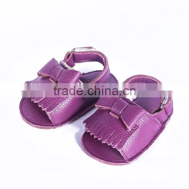 New design fringed genuine leather baby sandals, baby fringed sandals