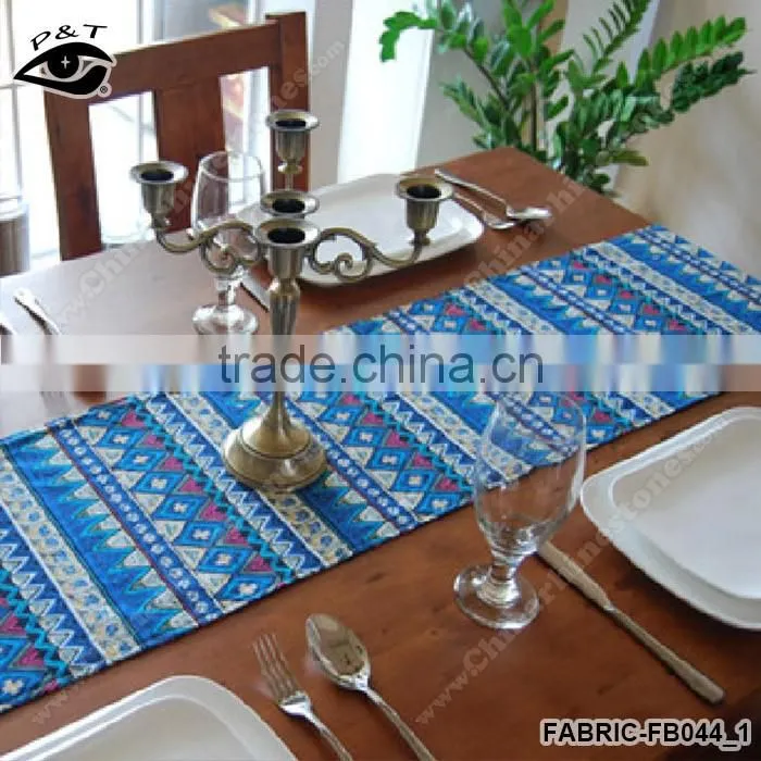 145CM Blue Printed Patterns Linen Fabric Wholesale Fabric