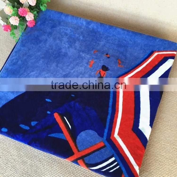 Soft touch reactive print microfiber swimming towel