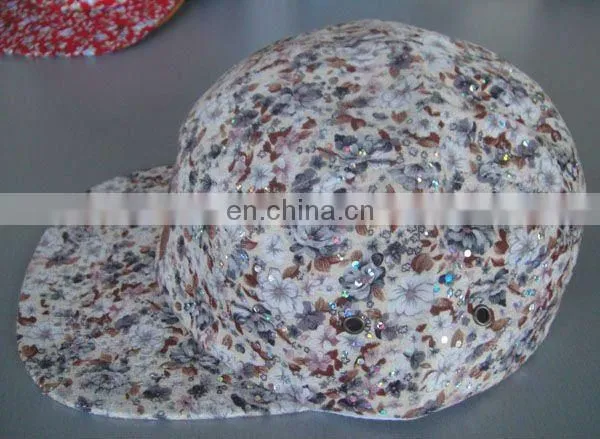 Hot sale flat brim custom floral private label hat