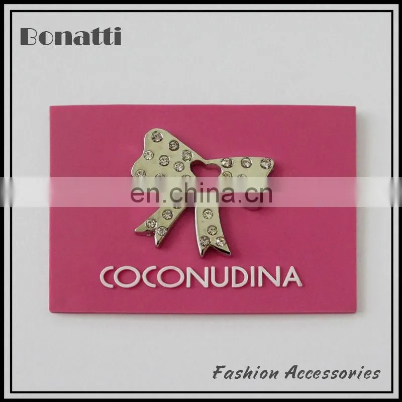 good quality fashion jeans rhinestone leather metal labels pu patches for handbags