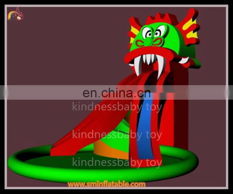Inflatable water slide, inflatable dragon water slide with pool for sale