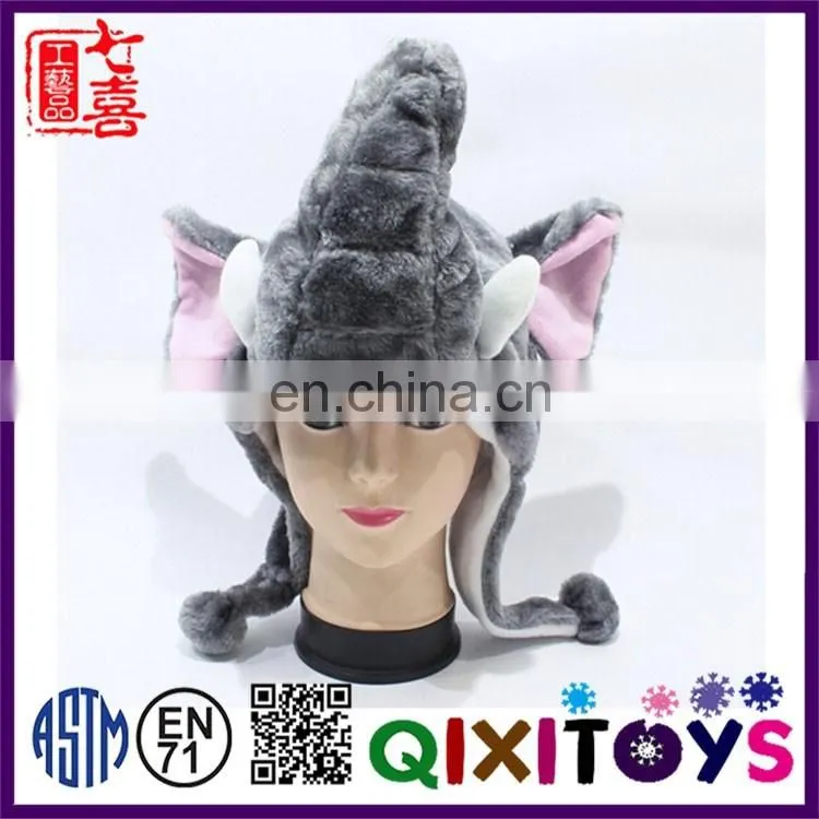 Professional customized unique design high quality funny plush animal hats kids fur hat wholesale