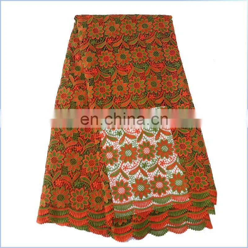 high quality 100% Cotton embroidered african guipure lace fabric for wedding dress LS15073137 LS15073138
