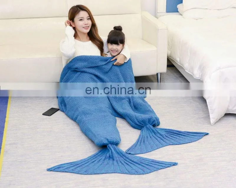 Women acrylic sleeping bag children mermaid tail blanket