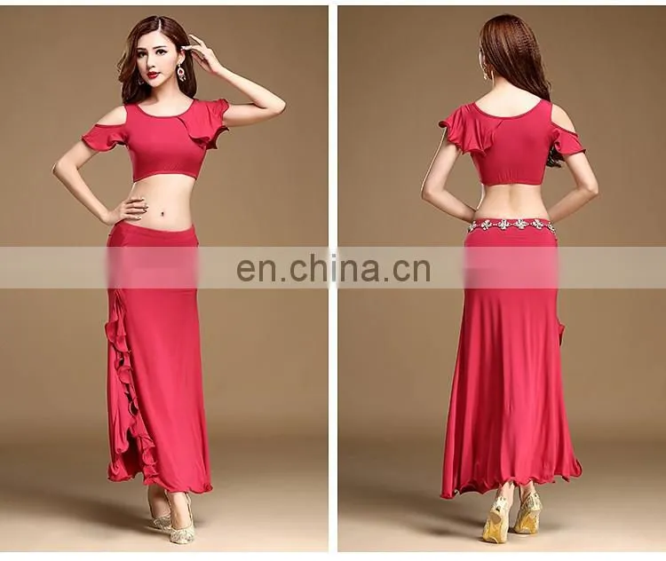 T-5125 Newest style indian modal sexy belly dance costumes with diamond belt chain