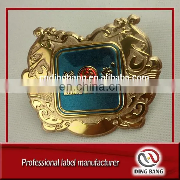 Wholesale High Quality Professional Sliver Plated Europe Brand Embossed Metal Aluminum Custom Wine Label