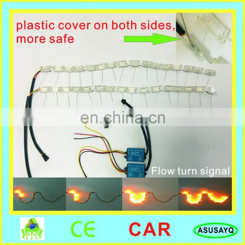 2017 HOT 60cm crystal extendable led flexible drl with flow turn signal 16leds white amber car daytime running light headlight