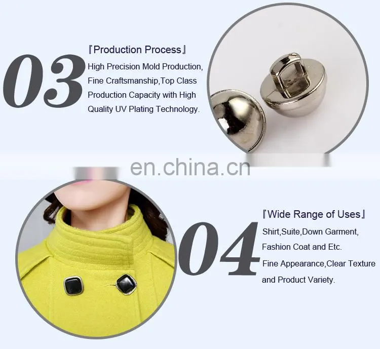UV Plating Shinny Silver Button ABS Button BA60405