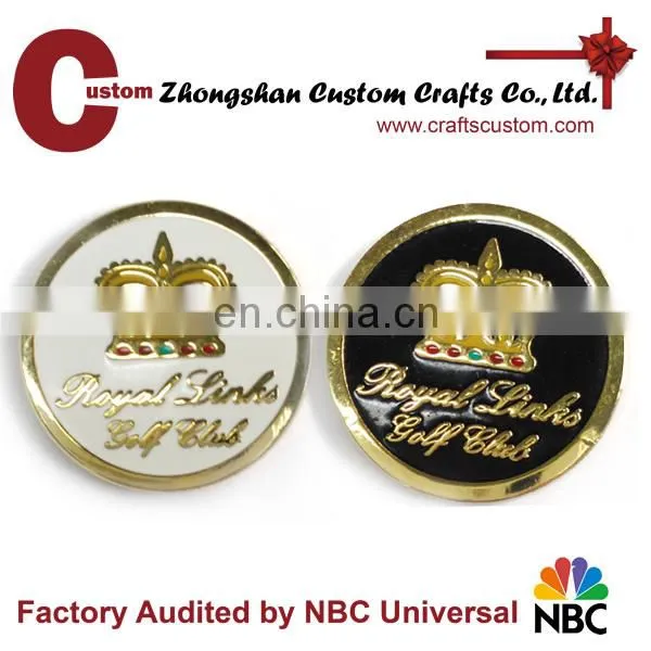 Custom hard enamel gold plated golf club sports challenge coin