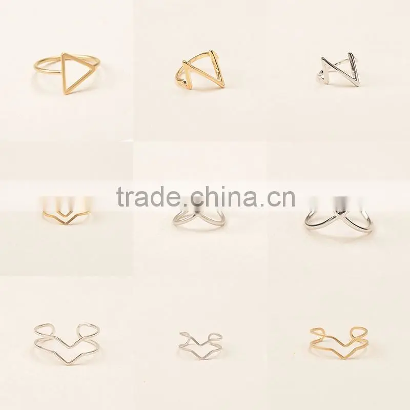 Wholesale alloy silver double chevron cz ring, silver eternity chevron finger ring v shaped ring