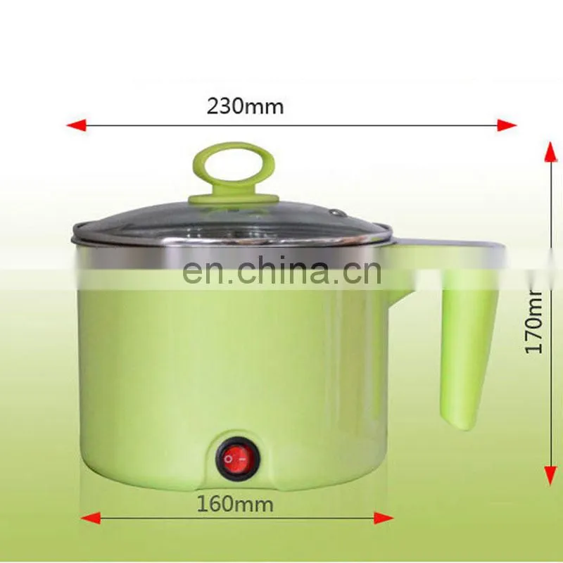 Portable Stainless Steel 220v 400w 1.5L Mini Electric Noodle Cooker Cooking Pot With Glass Lid