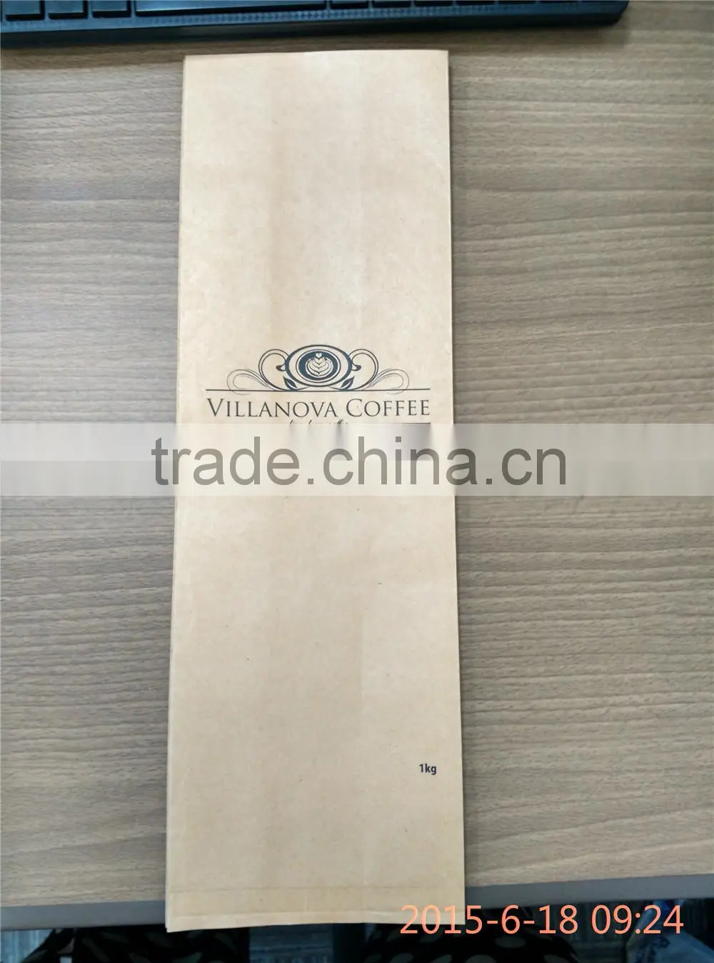 side gusset plastic printed foil lined kraft paper coffee bean packaging bags 1KG