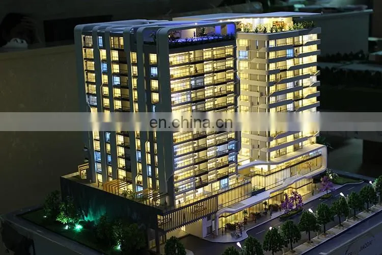 Residential and shopping building scale model, real estate project miniature 3d model
