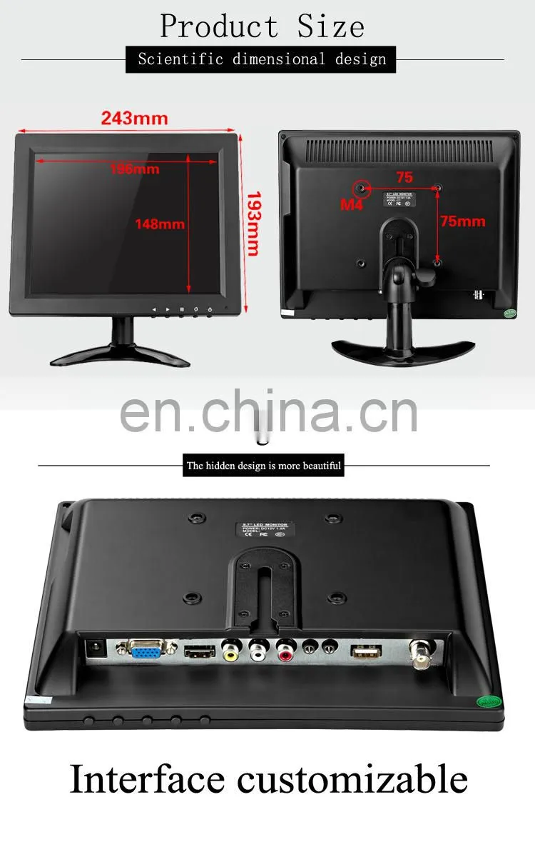 10 inch IPS metal case HD LED/LCD computer monitor