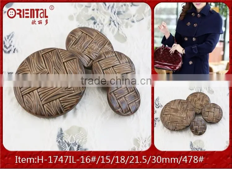 imitation leather plastic coat button in brown