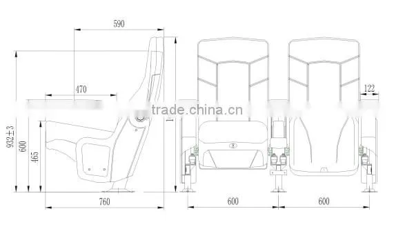 luxury theater cinema seat,plastic shell Movie chair with movable seat HJ815B