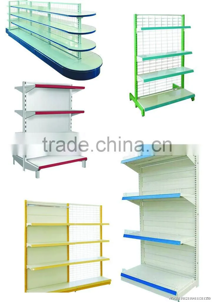 Square-tube 3 layers/tiers/plys/shelves supermarket shelf