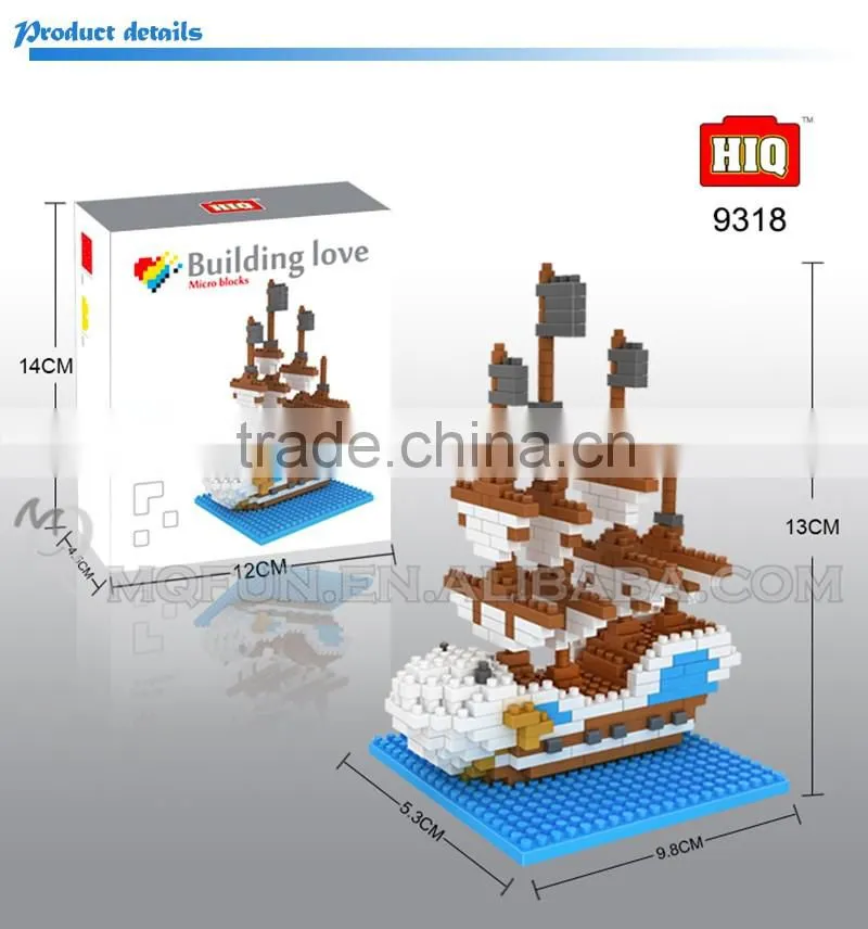 Mini Qute HIQ Anime One piece Thousand Sunny Going Merry pirate ship plastic building cartoon model educational toy NO.9318
