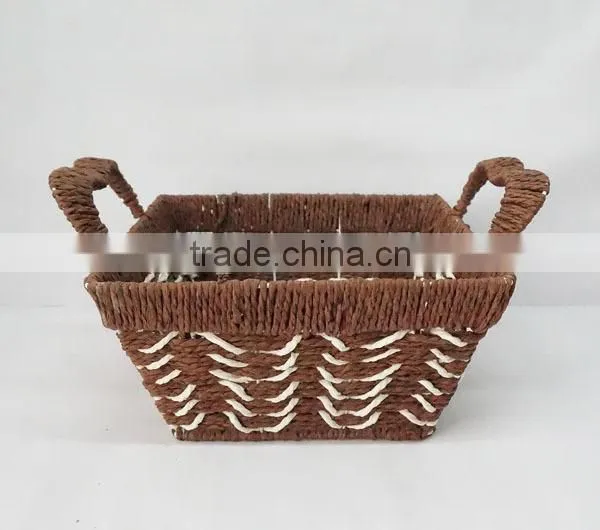 square shape paper rope handmade basket