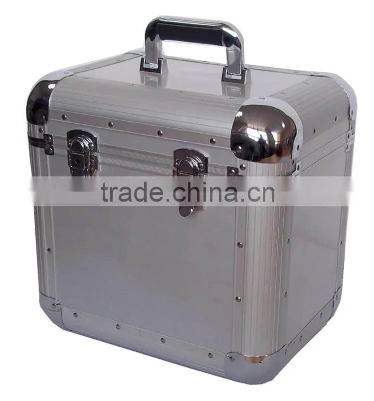 black aluminum LP flight case to hold 80pcs LP,custom make locking aluminum LP record carry case,black aluminum dj flight case