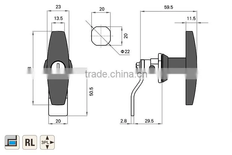 2015 FEILEI MS101-1 OEM China wholesale zinc diecast high quality industrial cabinet T handle lock with key