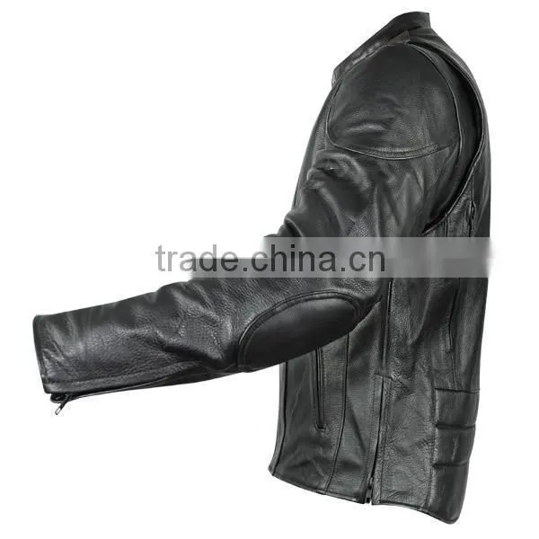 Mens Motorcycle Leather Jacket with Gun Pockets