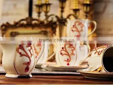 gold porcelain coffee set made In China