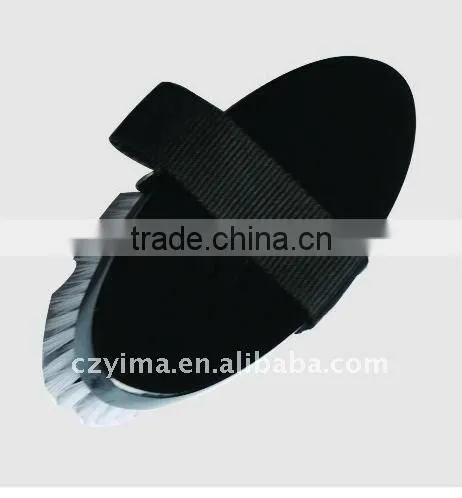 wooden back horse body brush with nylon strap for horse grooming