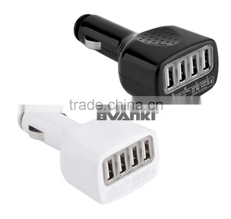 Universal Micro Auto 4 port USB Car Charger For iPhone iPad 2.1A Mini Car Charger Adapter cargador coche carregador de celular