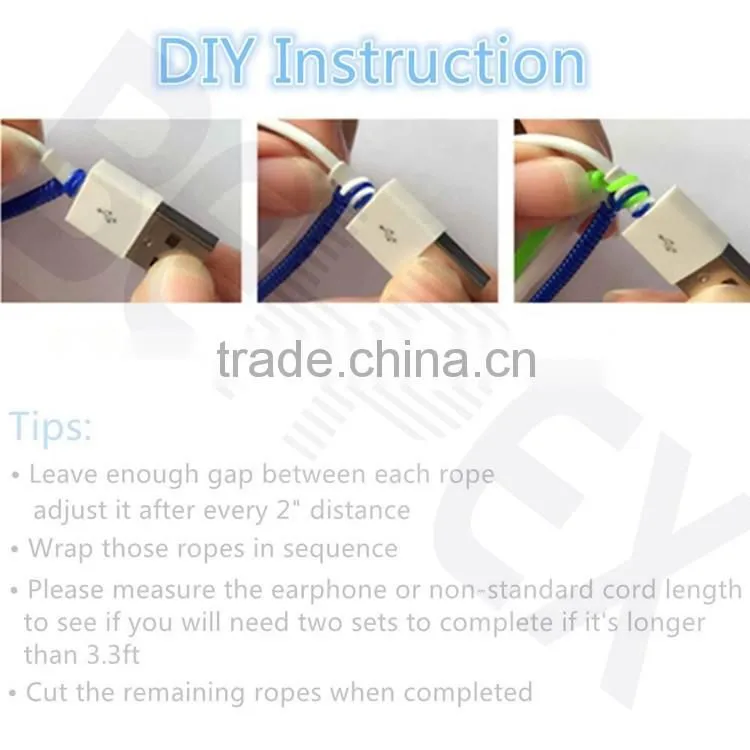DIY Carton Spiral Protector USB Multi Charger Data USB Cable for IOS