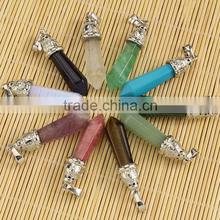 JF6913 Cheap chakra healing crystal pendants,hexagonal pendants